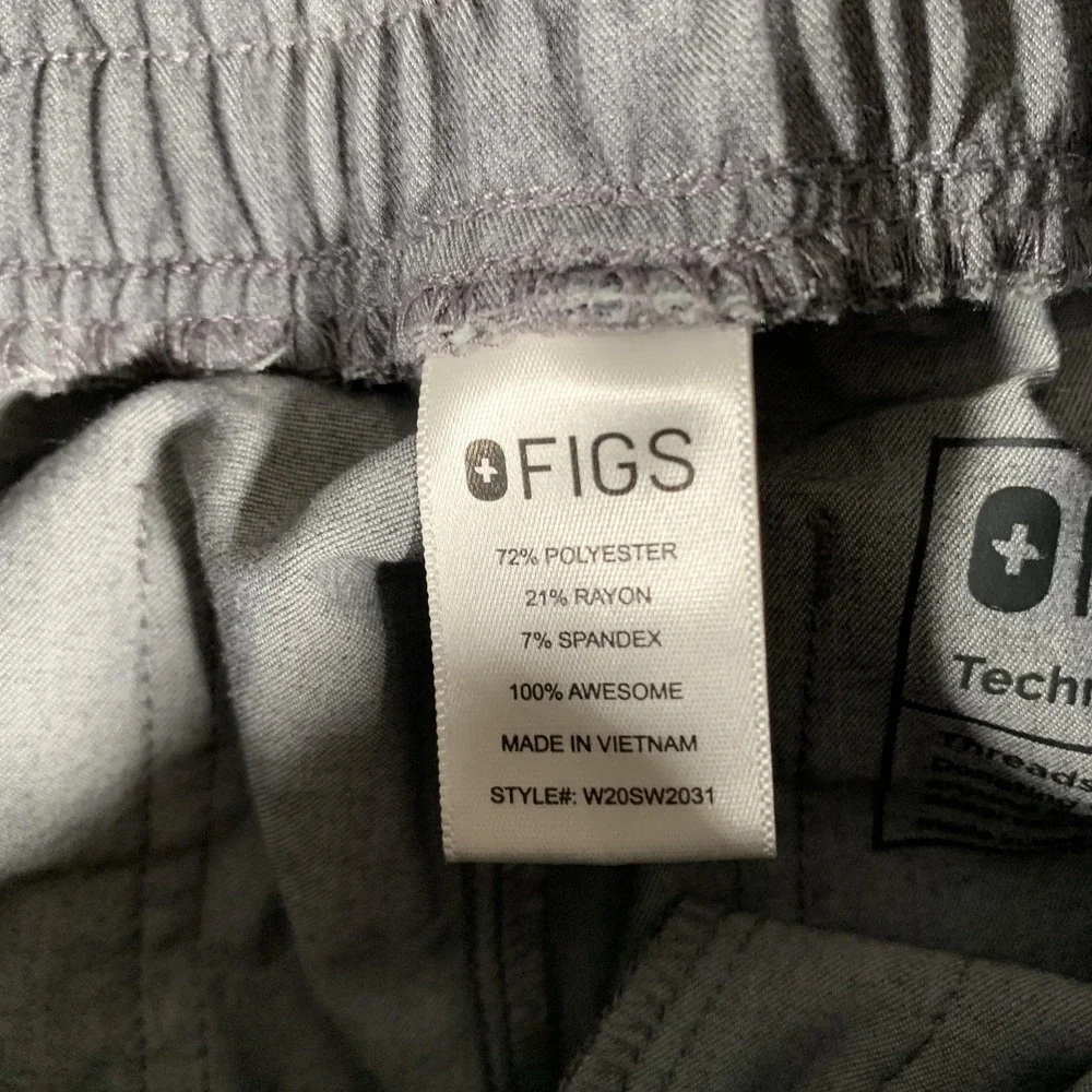 FIGS Scrub Pants Womens XS‎ Gray Technical Collection Drawstring Cargo Pockets